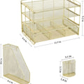 4 Tier Paper Tray Organizer With Drawer For Office Us, Gold
