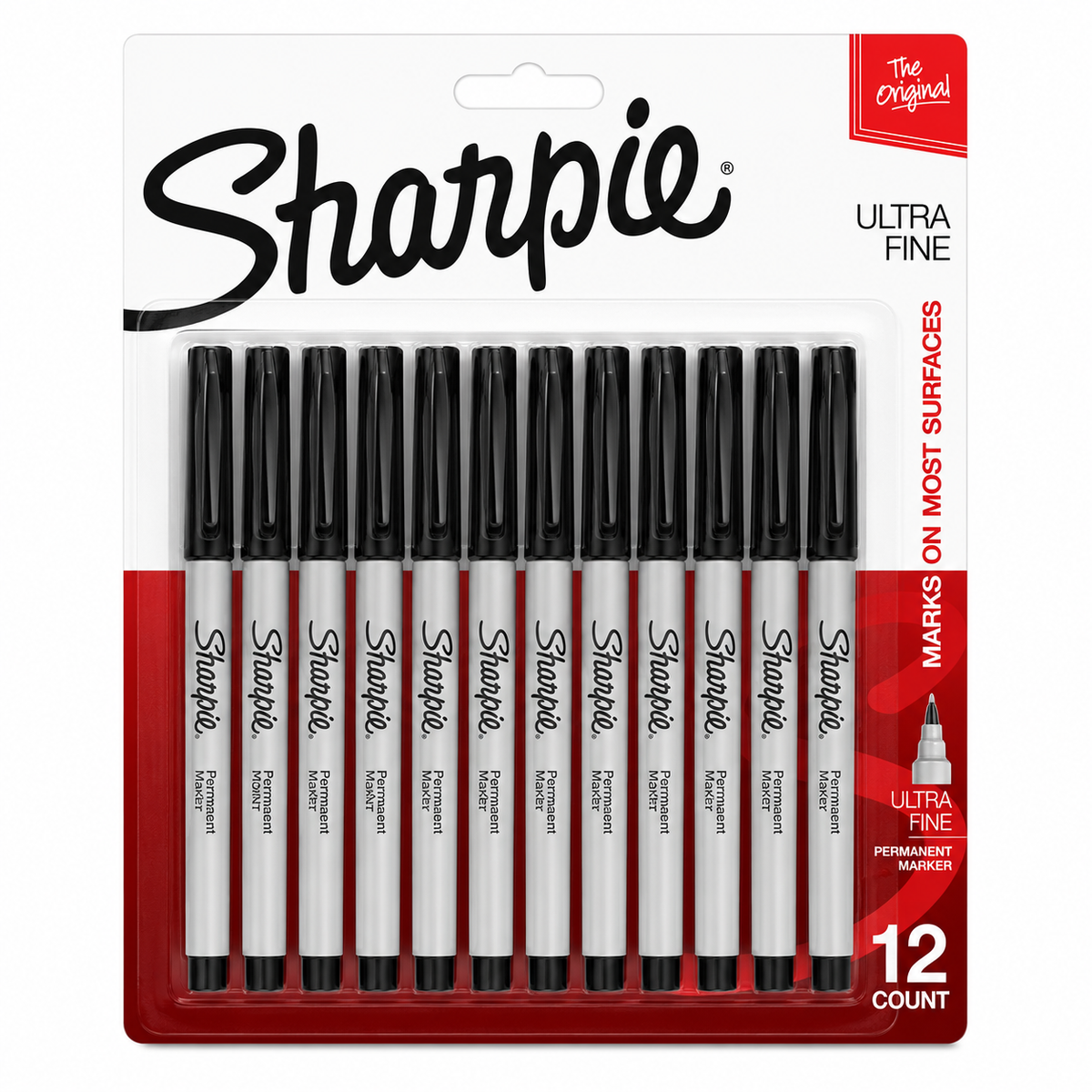 Black Sharpie Marker, Ultra Fine Point, 12 Count