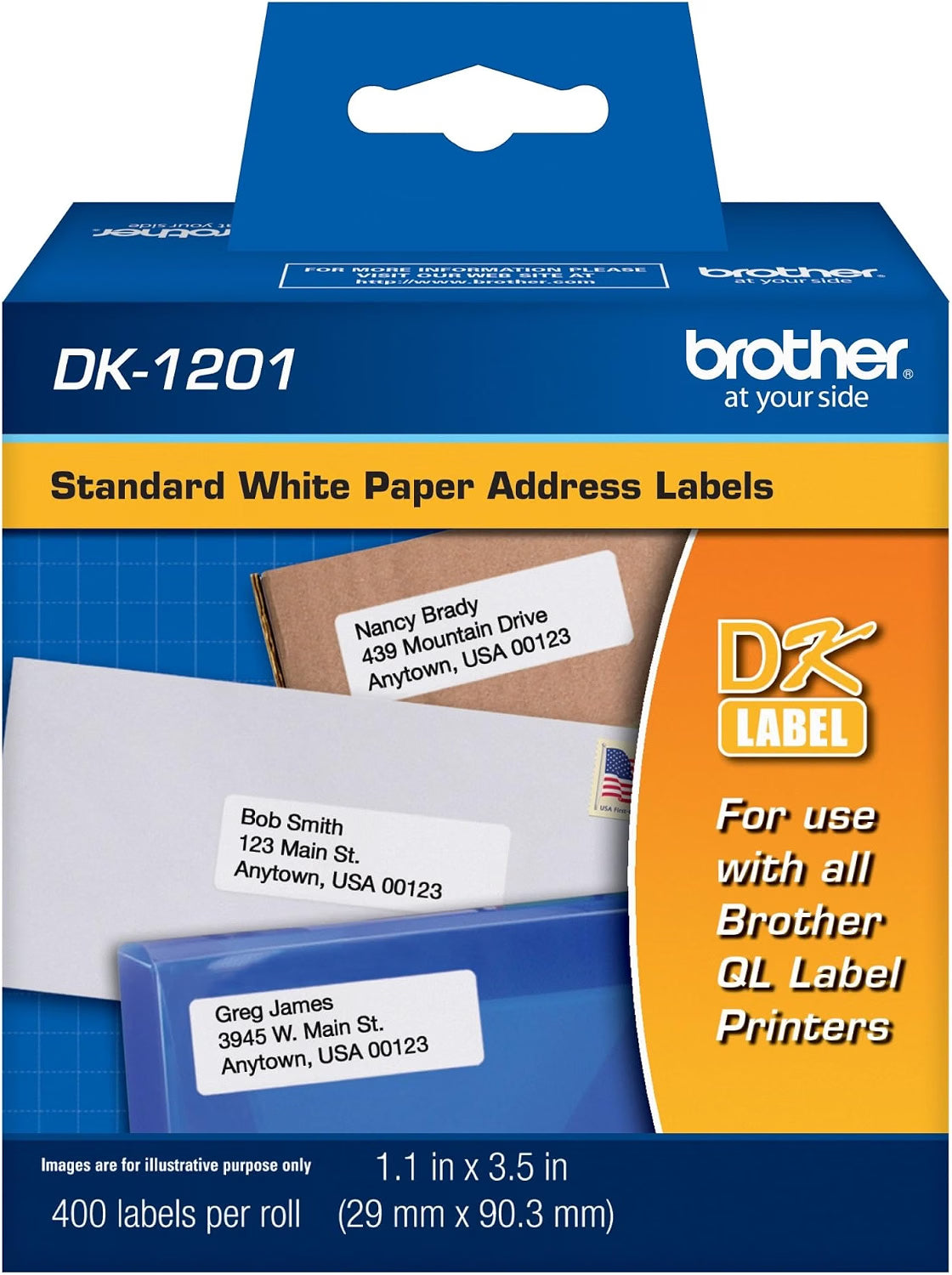 Brother DK-1201 Mailing Address Labels, 400 Count front of box