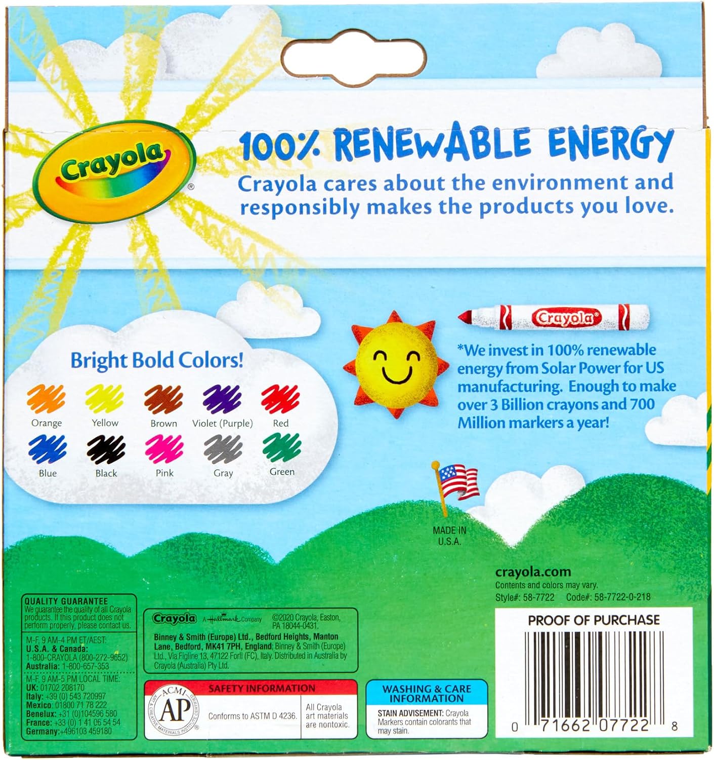 Crayola Markers, Classic Broad Line, 10 Count back