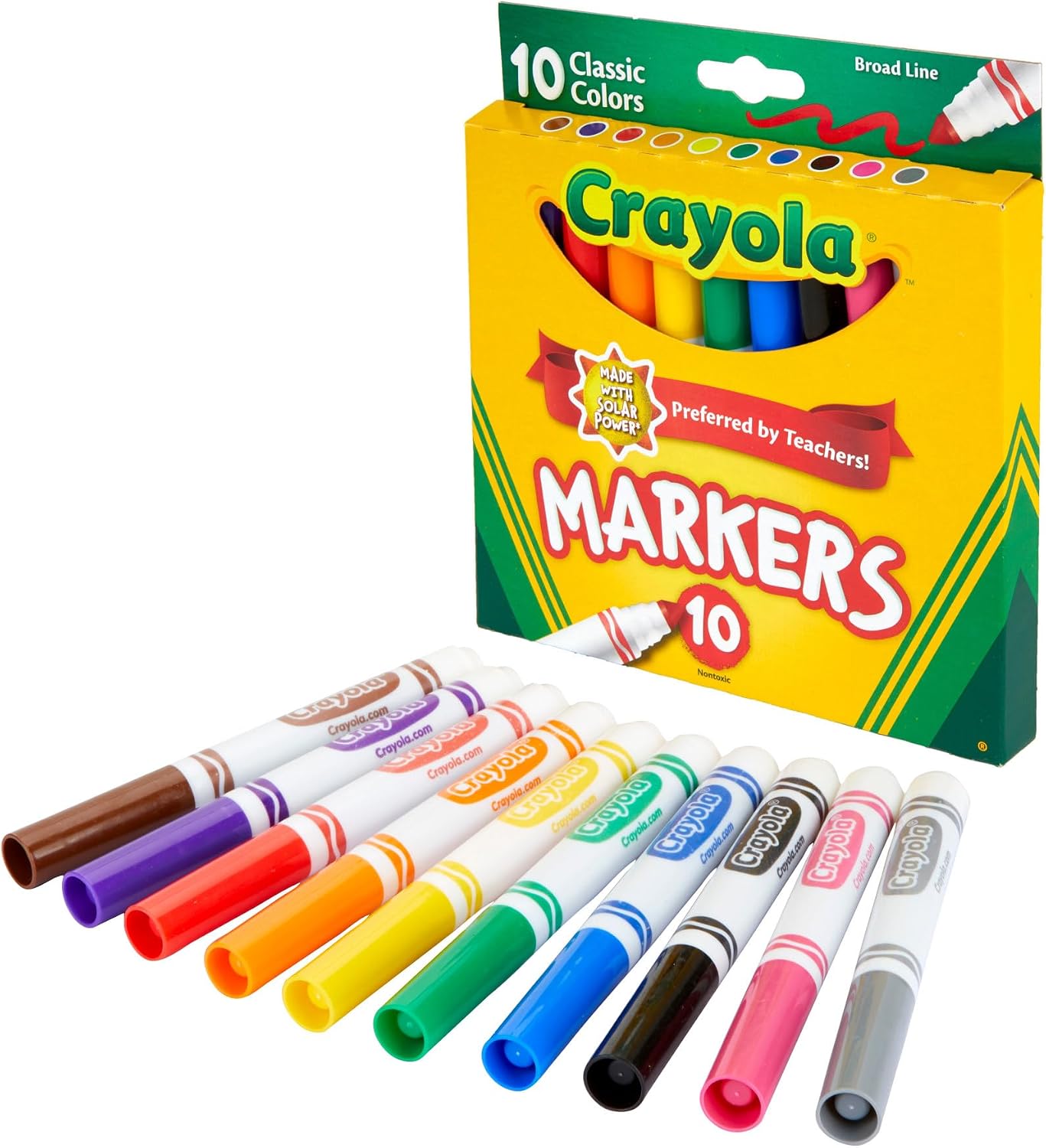 Crayola Markers, Classic Broad Line, 10 Count front angled