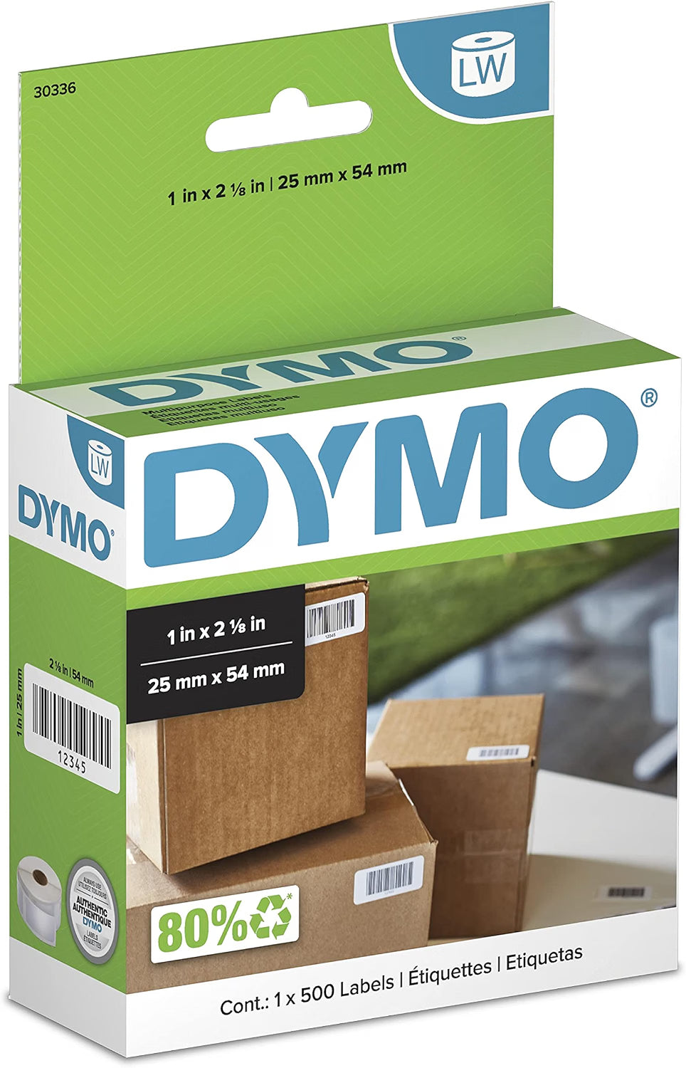DYMO Multipurpose Printer Labels, 500 Count front packaging