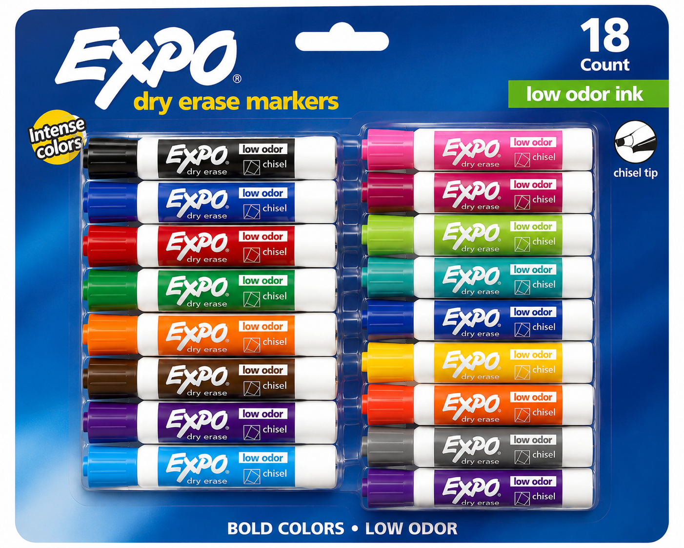EXPO Dry Erase Markers, Assorted Colors, 18 Count